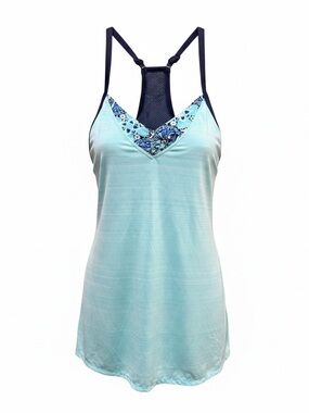 ZeroXposur Light Aqua V-Neck Racerback Camisole with Navy Accents